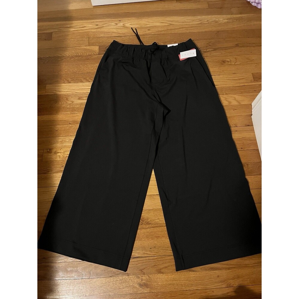 Lane Bryant LIVI Women’s Black Wide Leg Pants Drawstring Elastic Pockets 14/16